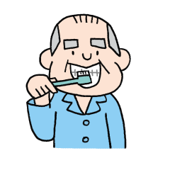 歯みがきをする高齢者のイラスト