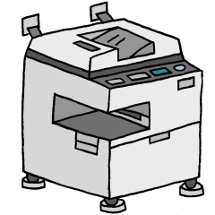 地震対策をしたコピー機（複合機）のイラスト