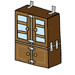 家具固定（食器棚）のイラスト